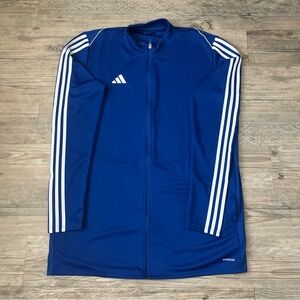 Adidas AEROREADY Men’s Full-Zip Track Jacket Blue/White Slim Fit Pockets 2X